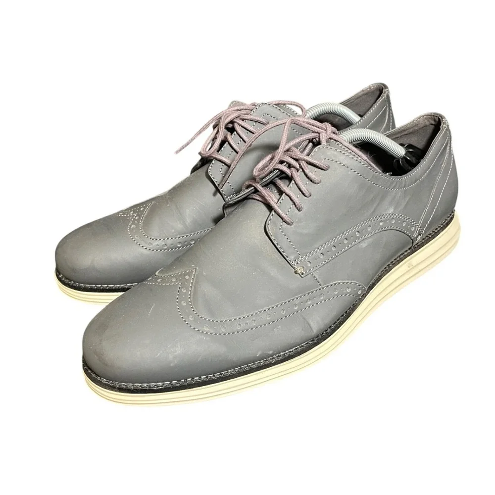 Cole‎ Haan OriginalGrand Mens 12M Gray Wingtip Oxford C30025 Dress Shoes
